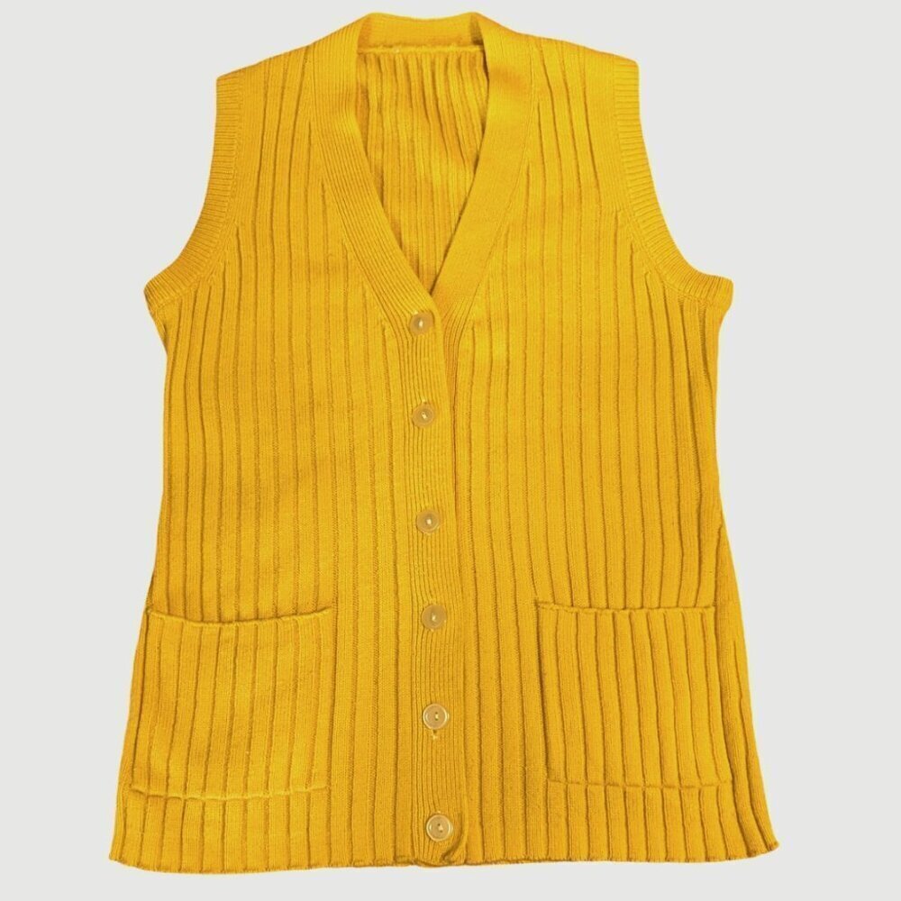 Vintage Sweater Vest Ribbed 70’s 80’s Mod Button Front‎ Fisherman Core MCM